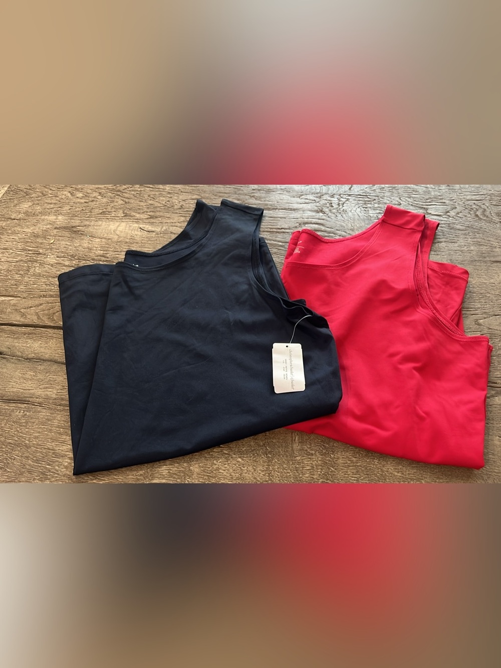 CJ Banks Black and Red Sleeveless Tank Tops lot of 2. One NWT